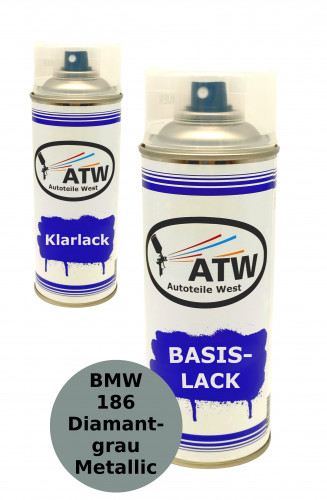 Autolack für BMW 186 Diamantgrau Metallic+400ml Klarlack Set